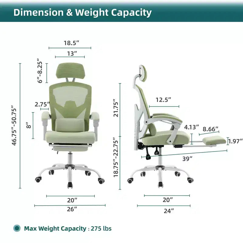 TUYOHW Mesh Swivel Criss Cross Chair on Wheels,Office Chair with Retractable Footrest,Gaming Chair with Lumbar Support Pillow for Office