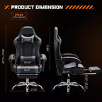 TUYOHW PU Leather Criss Cross Chair on Wheels with Footrest and Lumbar Support,Office Chair with Fixed Up Armrest,Gaming Chair for Office
