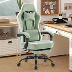 TUYOHW Microfiber Swivel Criss Cross Chair on Wheels,Office Chair with Removable Headrest and Waist Pillow,Gaming Chair for Office