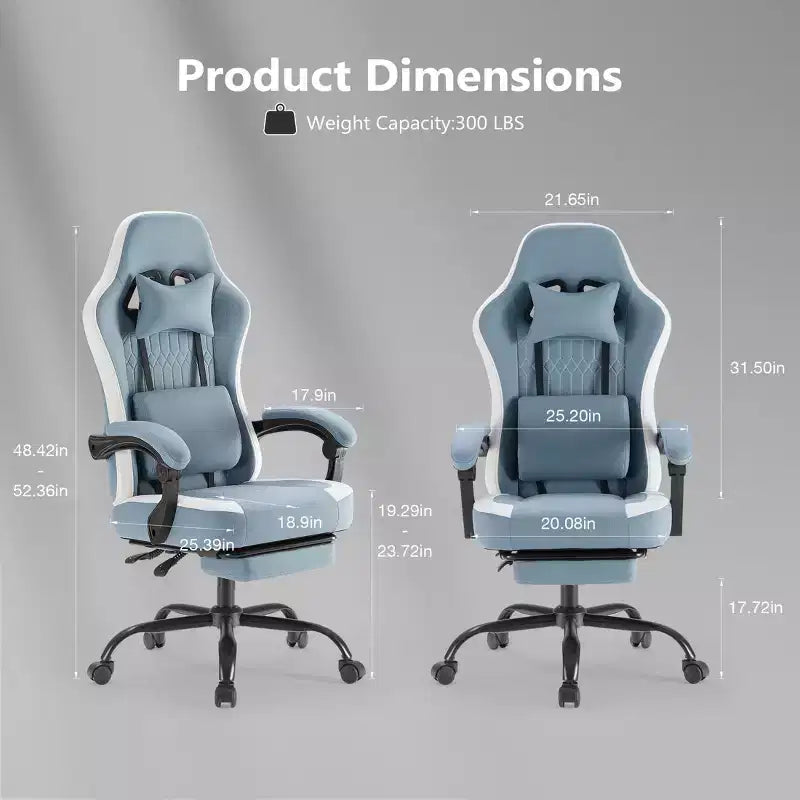 TUYOHW Microfiber Swivel Criss Cross Chair on Wheels,Office Chair with Removable Headrest and Waist Pillow,Gaming Chair for Office