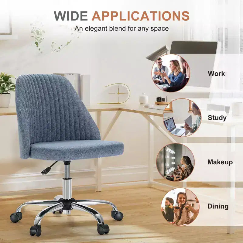 TUYOHW Swivel Criss Cross Chair on Wheels,Office Chair with Adjustable Height and Lumbar Support,Armless Gaming Chair for Office