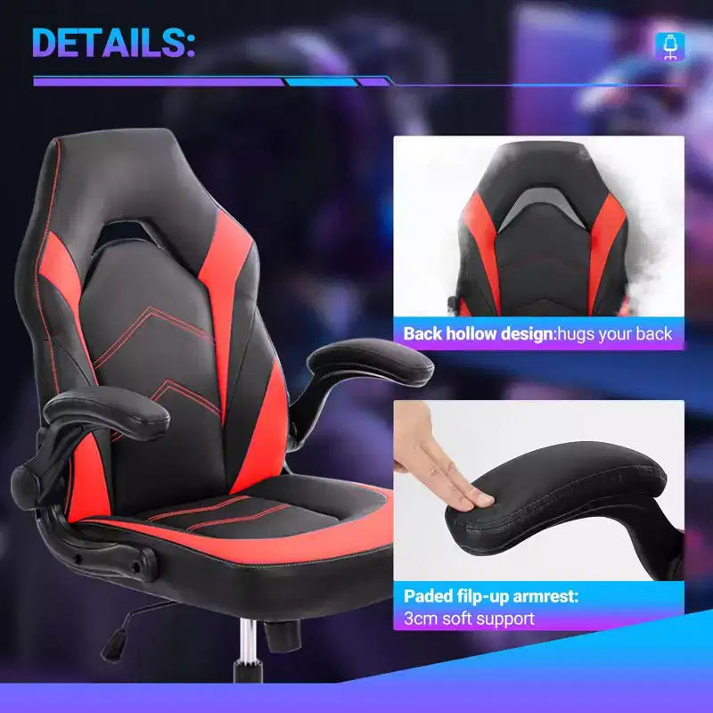 TUYOHW PU Leather Swivel Criss Cross Chair on Wheels with S-Shaped Backrest,Office Chair with Lumbar Support,Gaming Chair for Office