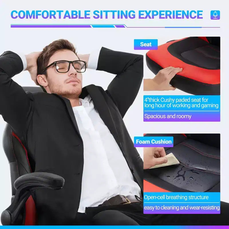 TUYOHW PU Leather Swivel Criss Cross Chair on Wheels with S-Shaped Backrest,Office Chair with Lumbar Support,Gaming Chair for Office