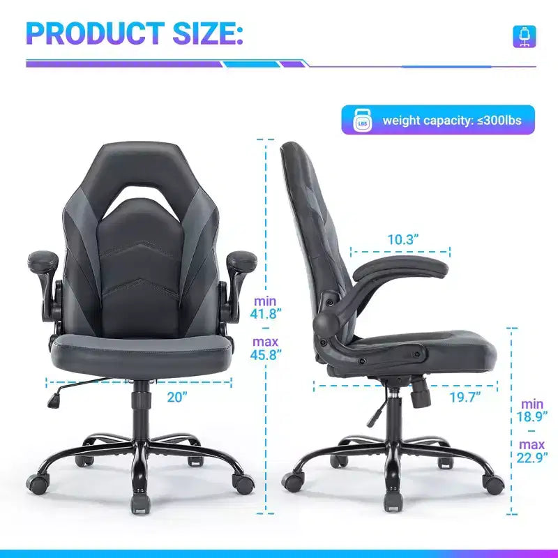 TUYOHW PU Leather Swivel Criss Cross Chair on Wheels with S-Shaped Backrest,Office Chair with Lumbar Support,Gaming Chair for Office