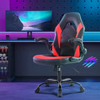 TUYOHW PU Leather Swivel Criss Cross Chair on Wheels with S-Shaped Backrest,Office Chair with Lumbar Support,Gaming Chair for Office