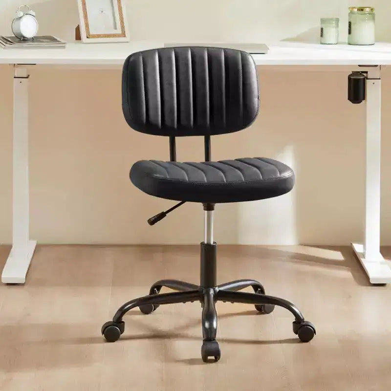 TUYOHW PU Leather Swivel Criss Cross Chair on Wheels,Armless Office Chair with Adjustable Height and Lumbar Support,Gaming Chair for Office