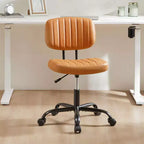 TUYOHW PU Leather Swivel Criss Cross Chair on Wheels,Armless Office Chair with Adjustable Height and Lumbar Support,Gaming Chair for Office