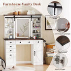 Costway Coiffeuse avec Miroir Tactile, Table de Maquillage de Ferme avec Station de Recharge