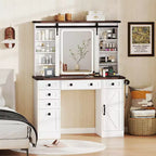 Costway Coiffeuse avec Miroir Tactile, Table de Maquillage de Ferme avec Station de Recharge