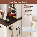 Costway Coiffeuse avec Miroir Tactile, Table de Maquillage de Ferme avec Station de Recharge