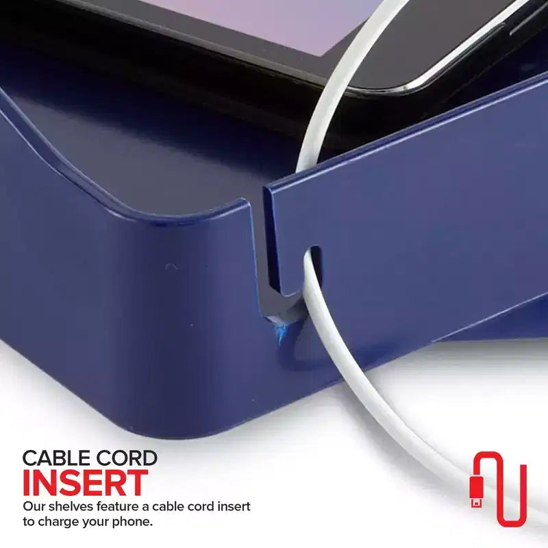 Étagère de chevet Modern Innovations avec passe-câble et porte-gobelet (Bleu marine)