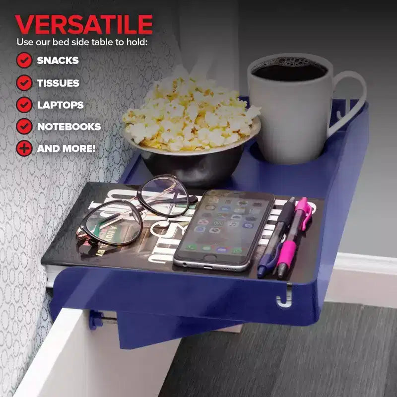Étagère de chevet Modern Innovations avec passe-câble et porte-gobelet (Bleu marine)