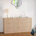 9-Drawer Fluted Dresser, Large Capacity Wood Storage Organizer with Anti-Tip Design,Retro Bedroom Dresser & Nightstand for Hallway & Entryway