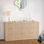 9-Drawer Fluted Dresser, Large Capacity Wood Storage Organizer with Anti-Tip Design,Retro Bedroom Dresser & Nightstand for Hallway & Entryway