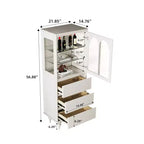 Gaoyangjiaju Meuble de rangement de cuisine autonome de 144,4 cm de haut, blanc, avec portes en verre cintrées et 3 tiroirs pour salle à manger ou salon