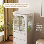 Gaoyangjiaju Meuble de rangement de cuisine autonome de 144,4 cm de haut, blanc, avec portes en verre cintrées et 3 tiroirs pour salle à manger ou salon