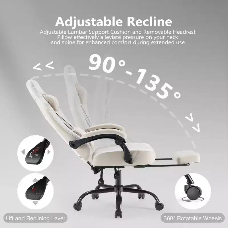 TUYOHW Ergonomic Office Chair with Pocket Spring Seat,300LB Capacity Gaming Chair with Adjustable Lumbar Pillow & Footrest for Adult,Student
