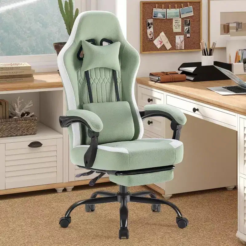 TUYOHW Ergonomic Office Chair with Pocket Spring Seat,300LB Capacity Gaming Chair with Adjustable Lumbar Pillow & Footrest for Adult,Student