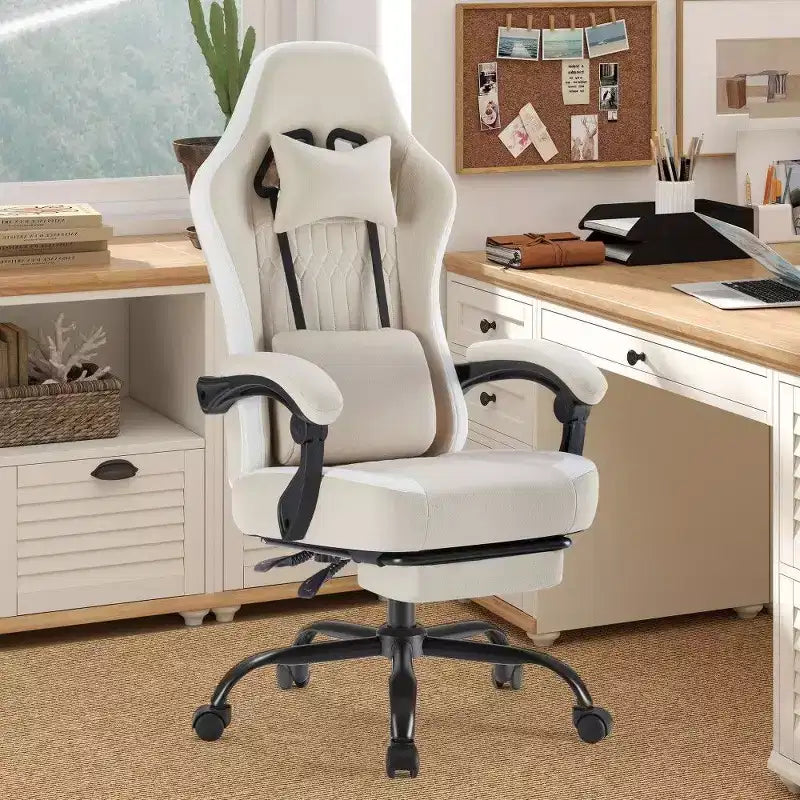 TUYOHW Ergonomic Office Chair with Pocket Spring Seat,300LB Capacity Gaming Chair with Adjustable Lumbar Pillow & Footrest for Adult,Student