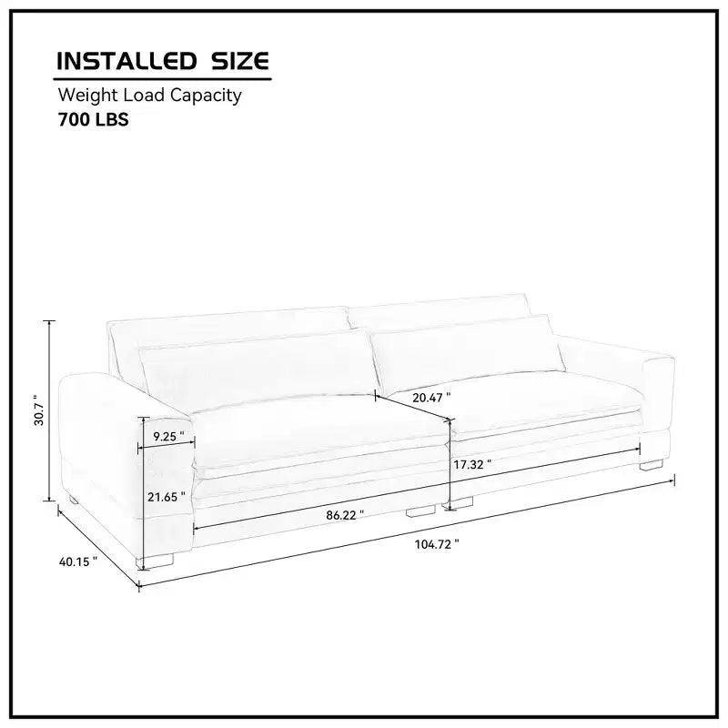 GDFStudio Delara Canapé Rembourré Moderne du Milieu du Siècle à 4 Places de 266 cm
