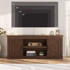 Meuble TV de Ferme pour TV de 70/75 pouces, Meuble TV de 165 cm de long avec 2 Portes et Étagère Ouverte, Consoles TV Rustiques Cannelées