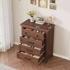 Commode à 4 tiroirs, meuble de rangement en bois autoportant de 88,4 cm de haut avec grande capacité de rangement - Organisateur peu encombrant pour chambre, salon et placard