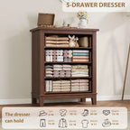 Commode à 4 tiroirs, meuble de rangement en bois autoportant de 88,4 cm de haut avec grande capacité de rangement - Organisateur peu encombrant pour chambre, salon et placard