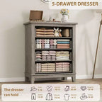 Commode à 4 tiroirs, meuble de rangement en bois autoportant de 88,4 cm de haut avec grande capacité de rangement - Organisateur peu encombrant pour chambre, salon et placard