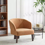 Fauteuil de lecture moderne rembourré Okak avec dossier rond et pieds en bois, fauteuil de canapé de style Mid-Century pour salon, chambre à coucher