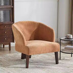 Fauteuil de lecture moderne rembourré Okak avec dossier rond et pieds en bois, fauteuil de canapé de style Mid-Century pour salon, chambre à coucher