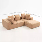 Canapé modulaire Whisen moderne en L, canapé-lit entièrement en mousse compressée avec coussins moelleux, 5 oreillers