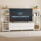 TV Stands Dresser with 6 Fabric Drawers, Large Entertainment Center with 2 Industrial 4-Tier Storage Shelves, Modern TV Console Cabinet