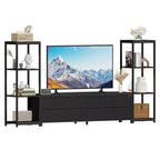 TV Stands Dresser with 6 Fabric Drawers, Large Entertainment Center with 2 Industrial 4-Tier Storage Shelves, Modern TV Console Cabinet