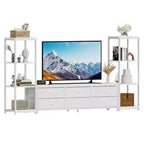 TV Stands Dresser with 6 Fabric Drawers, Large Entertainment Center with 2 Industrial 4-Tier Storage Shelves, Modern TV Console Cabinet