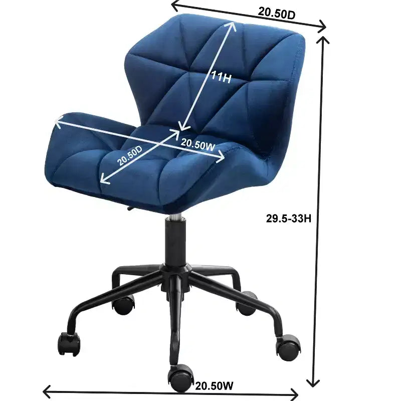 Homy Casa Chaise de bureau pivotante réglable avec siège rembourré en velours pour bureau à domicile ou chambre à coucher