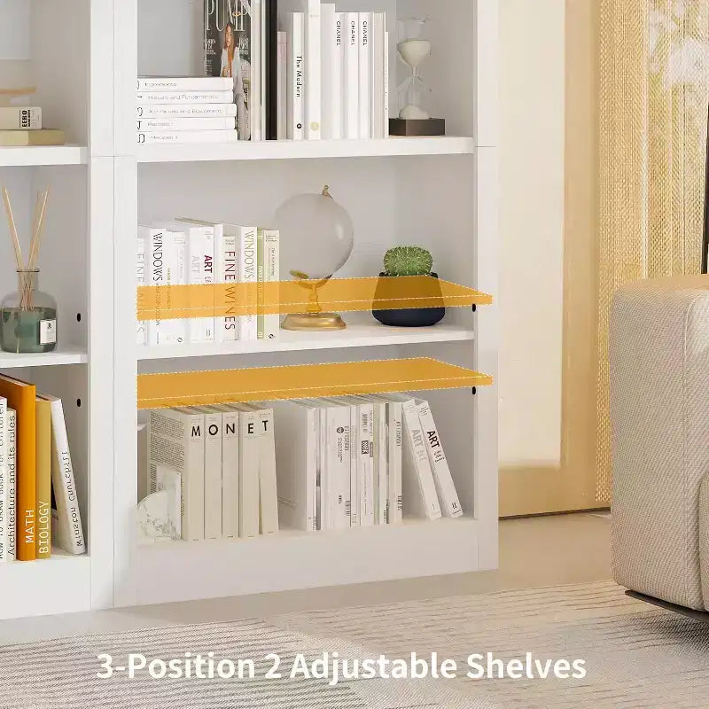 Bibliothèque haute de 180 cm, étagère en bois à 5 niveaux, rangement ouvert, bibliothèque moderne blanche, étagères de présentation sur pied pour salon