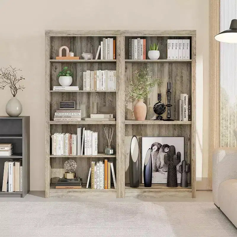 Bibliothèque haute de 180 cm, étagère en bois à 5 niveaux, rangement ouvert, bibliothèque moderne blanche, étagères de présentation sur pied pour salon