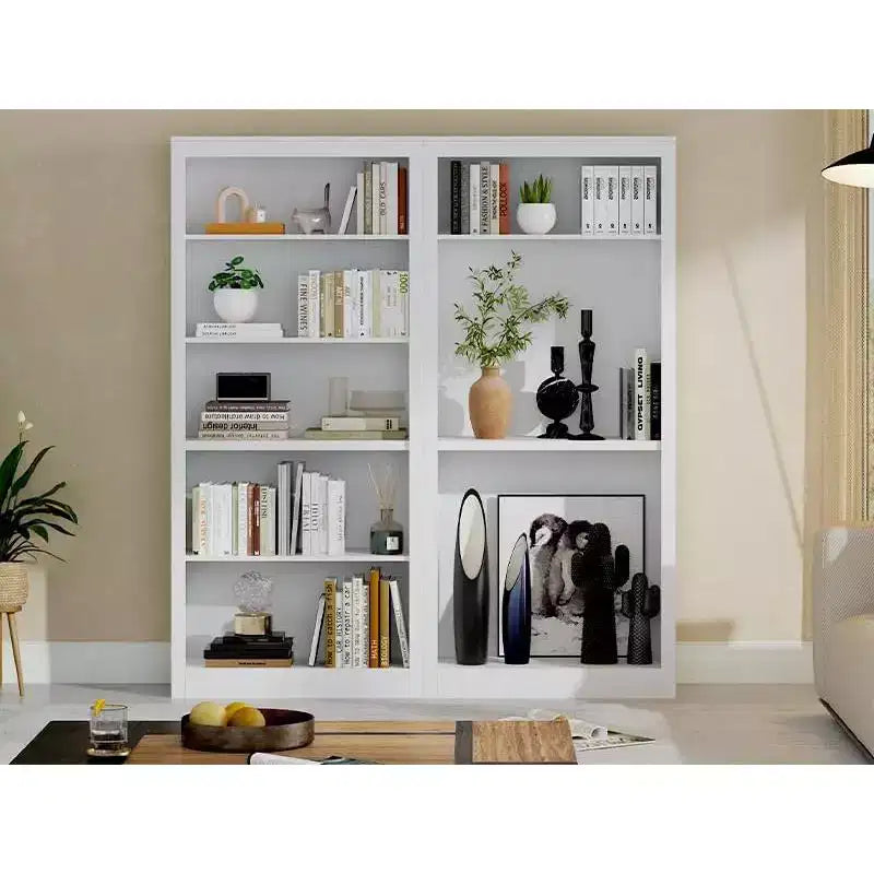 Bibliothèque haute de 180 cm, étagère en bois à 5 niveaux, rangement ouvert, bibliothèque moderne blanche, étagères de présentation sur pied pour salon