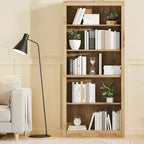 Bibliothèque haute de 180 cm, étagère en bois à 5 niveaux, rangement ouvert, bibliothèque moderne blanche, étagères de présentation sur pied pour salon