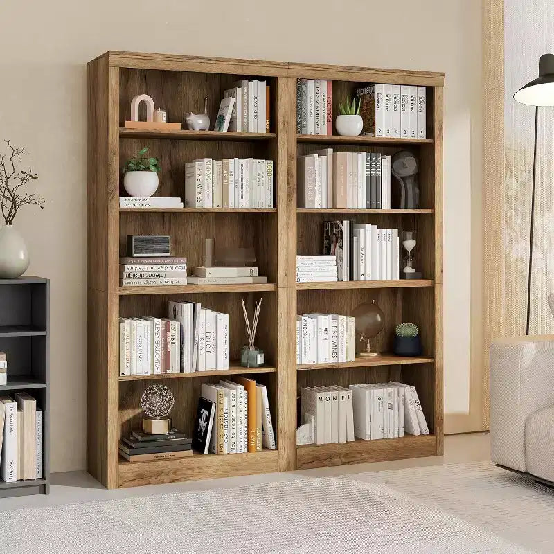 Bibliothèque haute de 180 cm, étagère en bois à 5 niveaux, rangement ouvert, bibliothèque moderne blanche, étagères de présentation sur pied pour salon