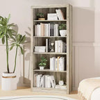 Bibliothèque haute de 180 cm, étagère en bois à 5 niveaux, rangement ouvert, bibliothèque moderne blanche, étagères de présentation sur pied pour salon