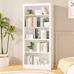 Bibliothèque haute de 180 cm, étagère en bois à 5 niveaux, rangement ouvert, bibliothèque moderne blanche, étagères de présentation sur pied pour salon
