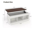 Table basse de style rustique à plateau relevable avec réglage hydraulique de la hauteur, table d'appoint multifonctionnelle réglable avec compartiment de rangement dissimulé