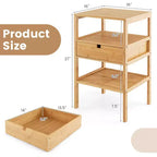 Costway Tables de Chevet en Bambou Lot de 2 avec Tiroir Coulissant et Étagère de Rangement Bois Naturel