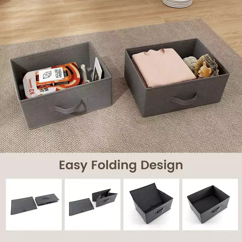 Costway Commode 2 tiroirs en tissu, organisateur de rangement, table de chevet/d'appoint, grise et marron rustique