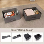 Costway Commode 2 tiroirs en tissu, organisateur de rangement, table de chevet/d'appoint, grise et marron rustique