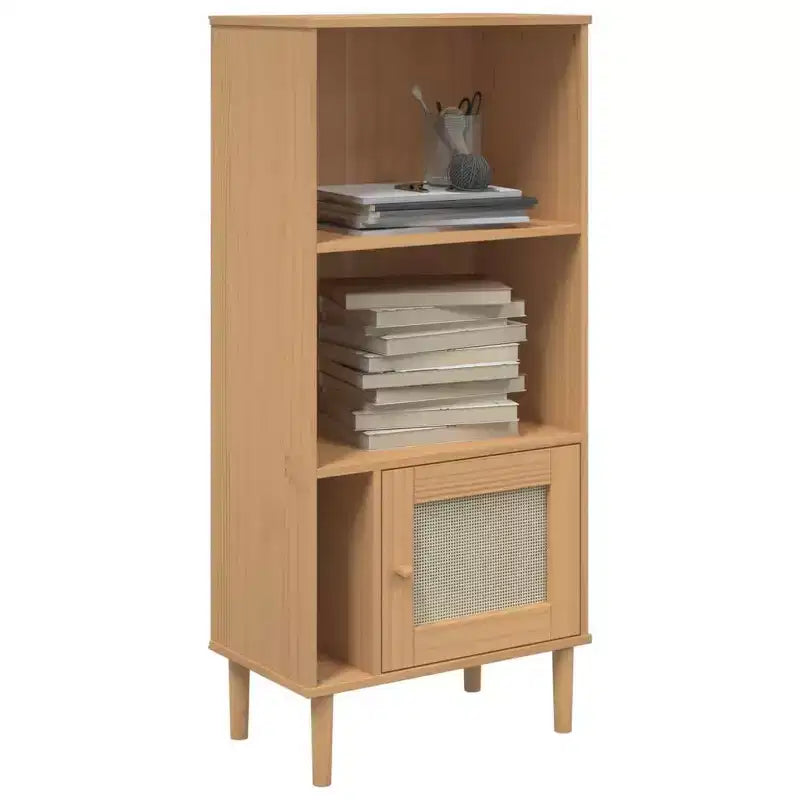vidaXL Bibliothèque Étagère Meuble de Rangement SENJA Effet Rotin Bois de Pin Massif
