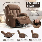 Fauteuil inclinable pivotant, fauteuil à bascule large avec massage chauffant, fauteuil à bascule simple à 3 positions, 2 poches latérales, porte-gobelets, ports USB, télécommande