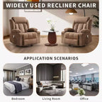 Fauteuil inclinable pivotant, fauteuil à bascule large avec massage chauffant, fauteuil à bascule simple à 3 positions, 2 poches latérales, porte-gobelets, ports USB, télécommande