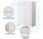 Commode haute de chambre à coucher avec 5 tiroirs, commode en bois avec poignées dorées, armoire de rangement en bois et tiroirs de rangement pour salon